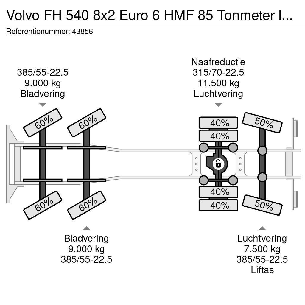 Volvo FH 540 8x2 Euro 6 HMF 85 Tonmeter laadkraan + Fly- Macara pentru orice teren