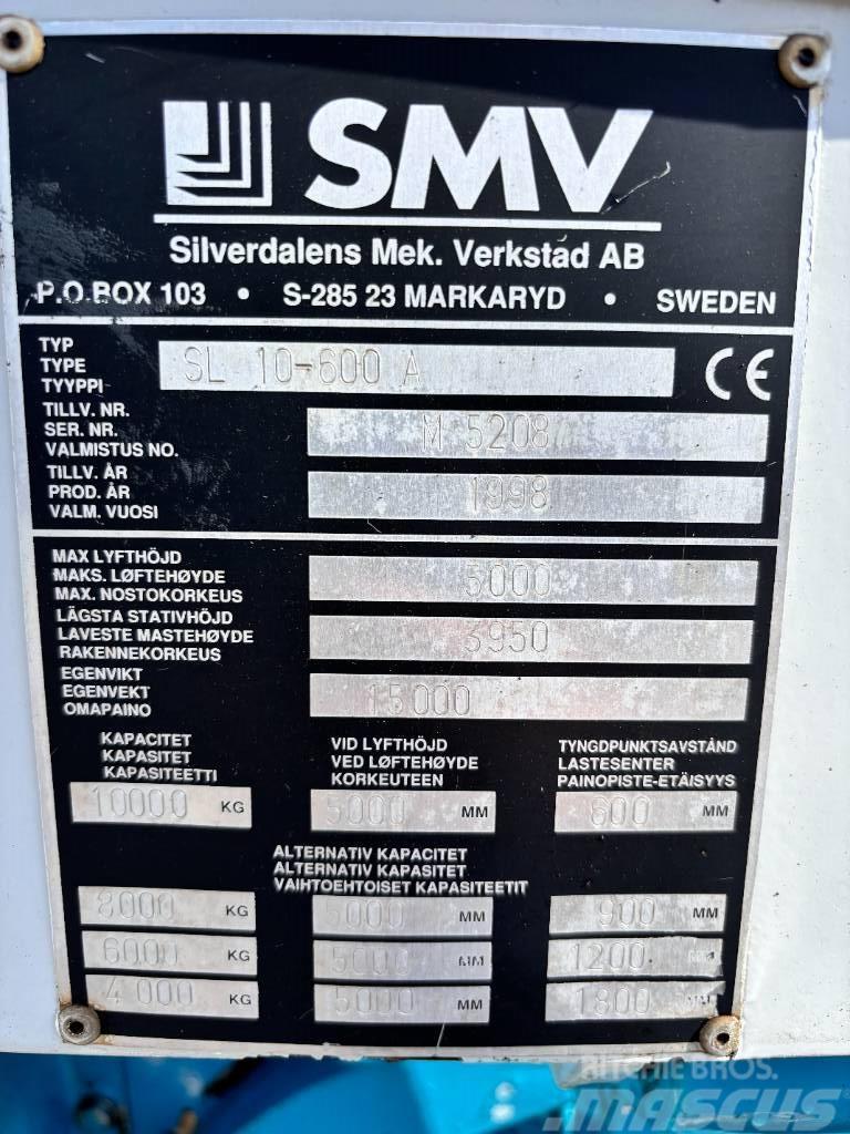 SMV SL 10-600 A + extra counterweight 12t. capacity Stivuitor diesel