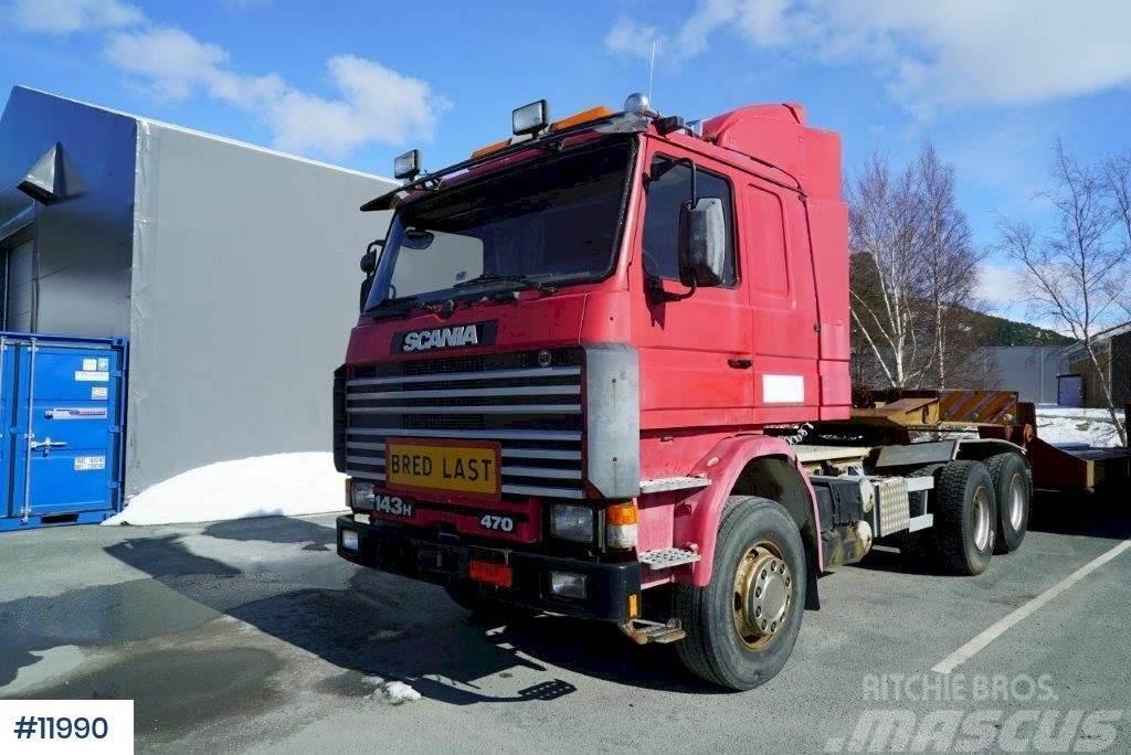 Scania R143H truck w/ 1977 Ohna Machine trailer. Autotractoare