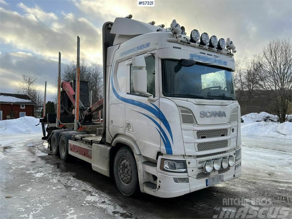 Scania R650 Timber truck with wagon and crane Camion pentru lemne