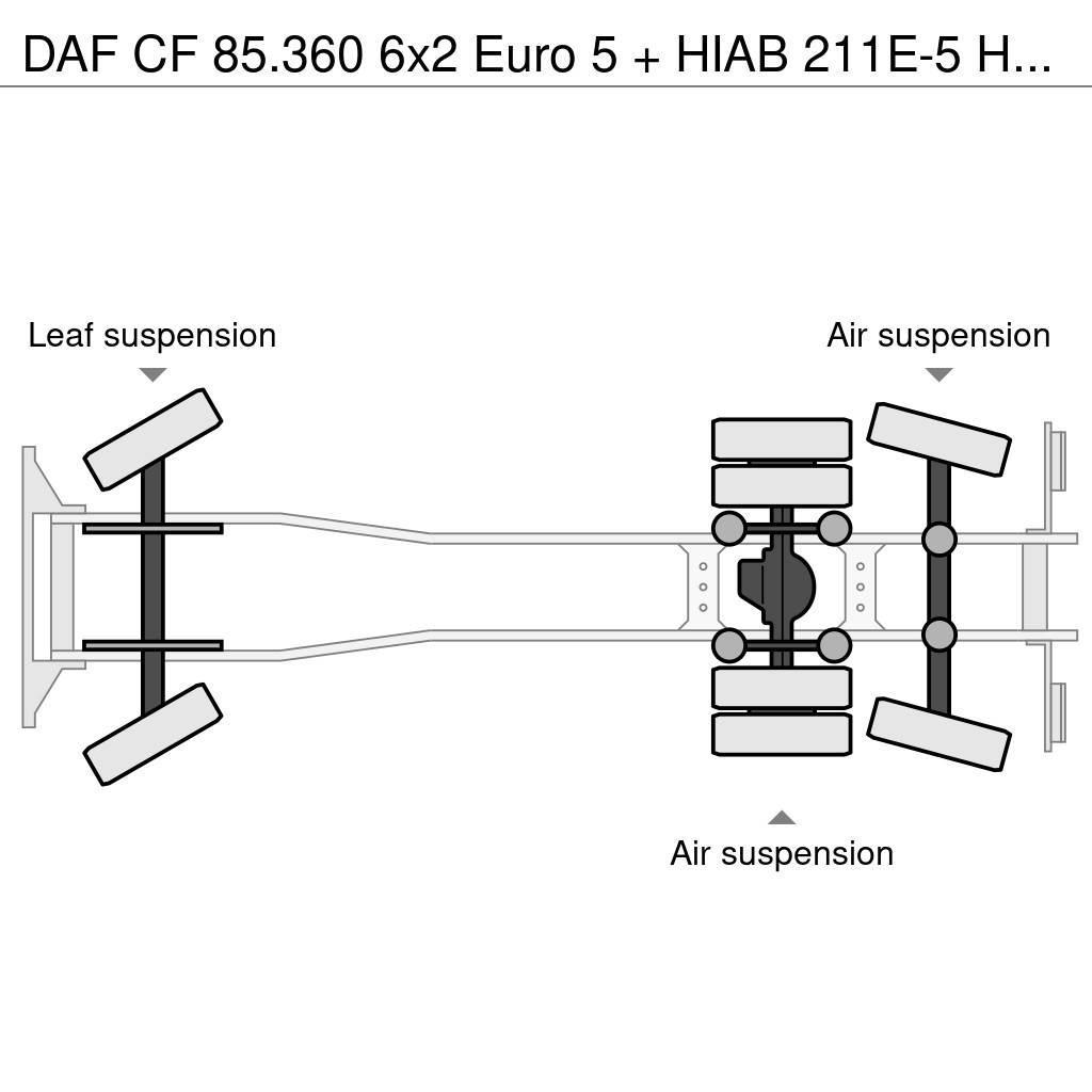 DAF CF 85.360 6x2 Euro 5 + HIAB 211E-5 HIPRO Camioane platforma/prelata
