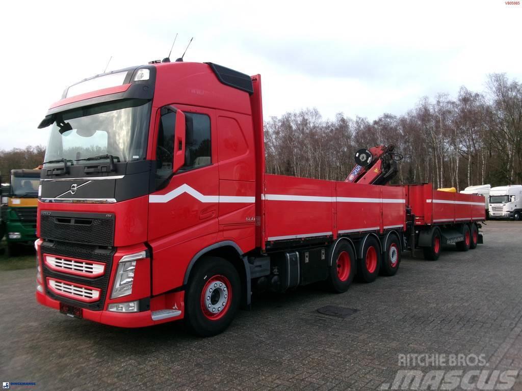Volvo FH 500 8X4 + HMF 2120-K4 + drawbar trailer Camioane platforma/prelata