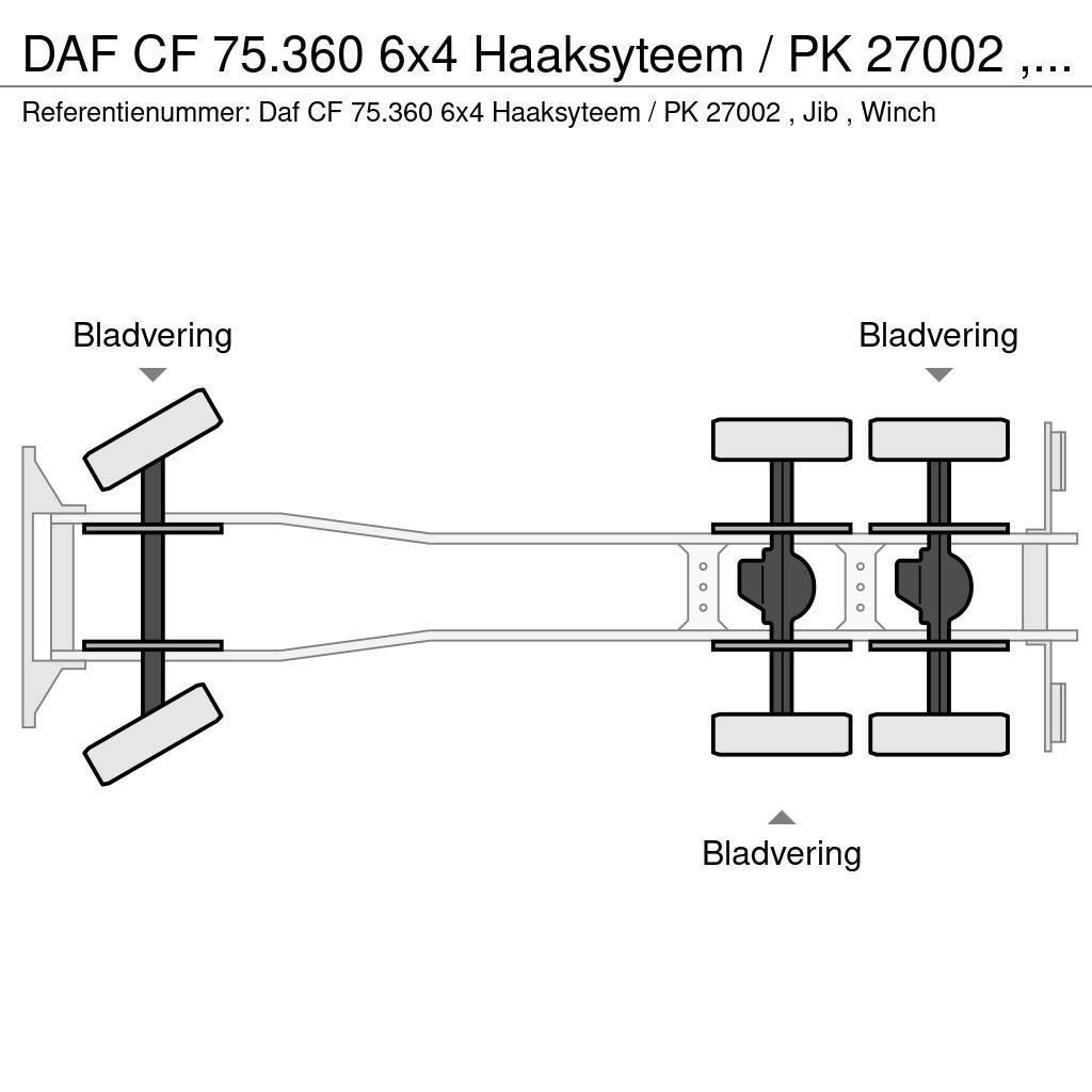 DAF CF 75.360 6x4 Haaksyteem / PK 27002 , Jib , Winch Camion cu carlig de ridicare
