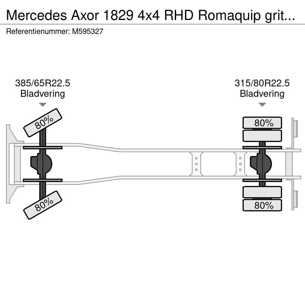 Mercedes-Benz Axor 1829 4x4 RHD Romaquip gritter / salt spreader Camion vidanje