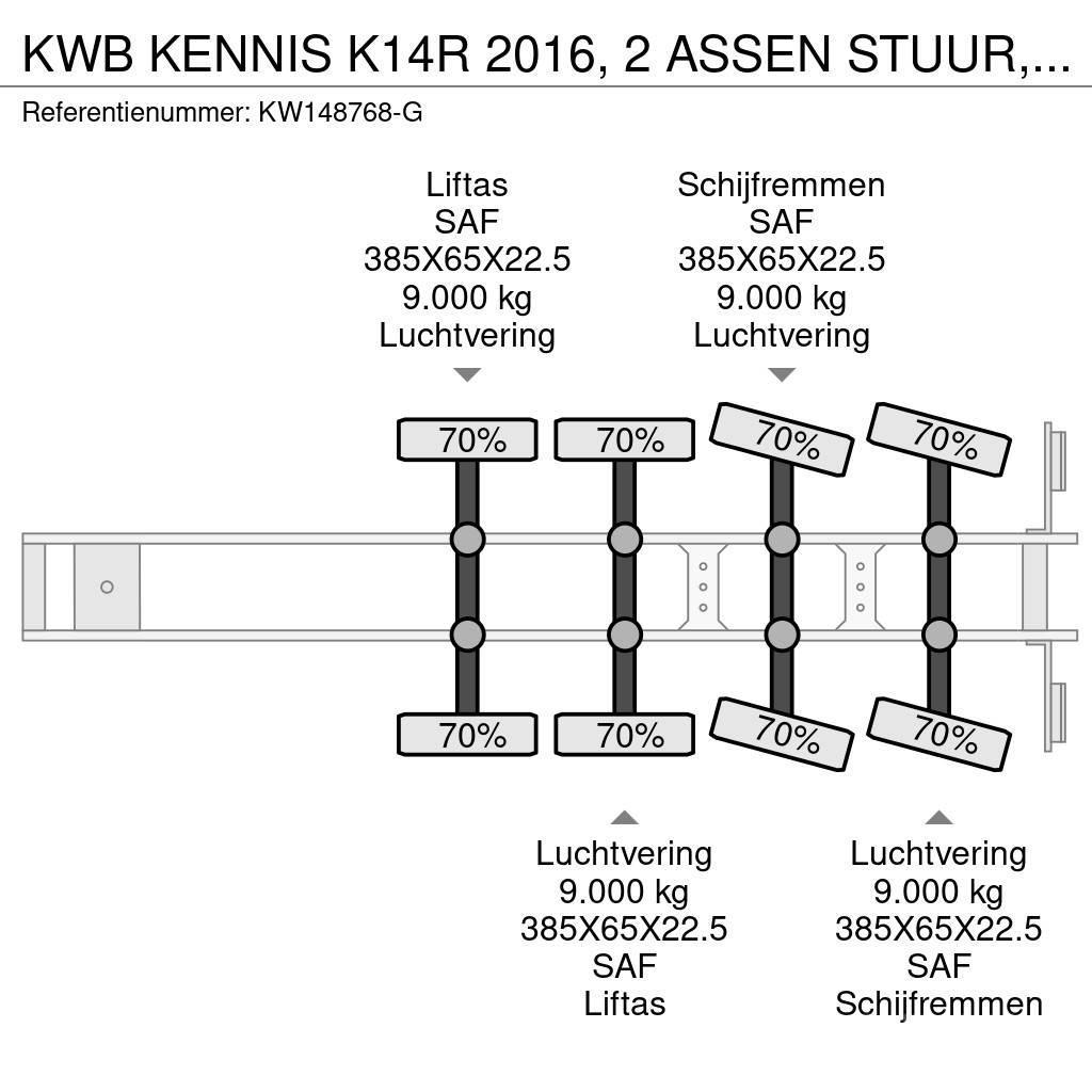  Kwb KENNIS K14R 2016, 2 ASSEN STUUR, 2 LIFT, SAF D Flatbed/Dropside semi-trailers