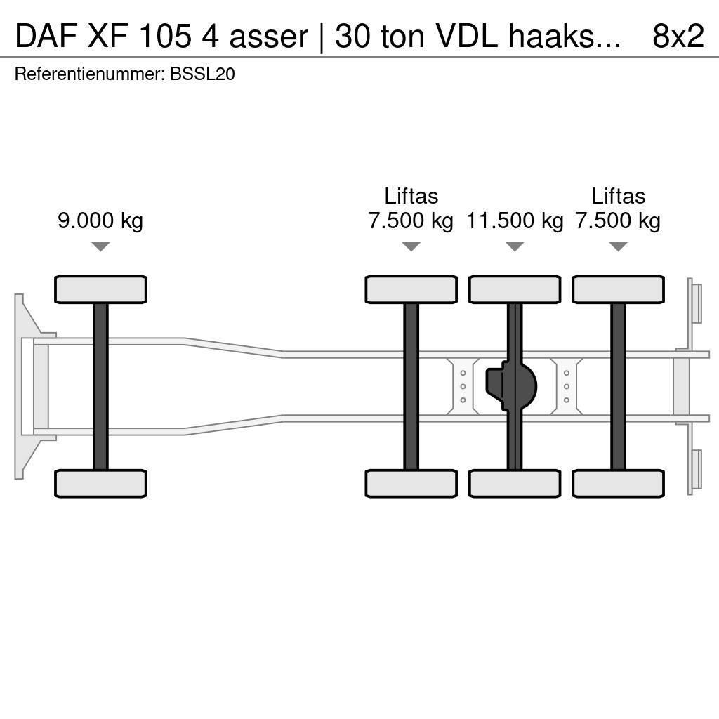 DAF XF 105 4 asser | 30 ton VDL haaksysteem | manual | Camion cu carlig de ridicare