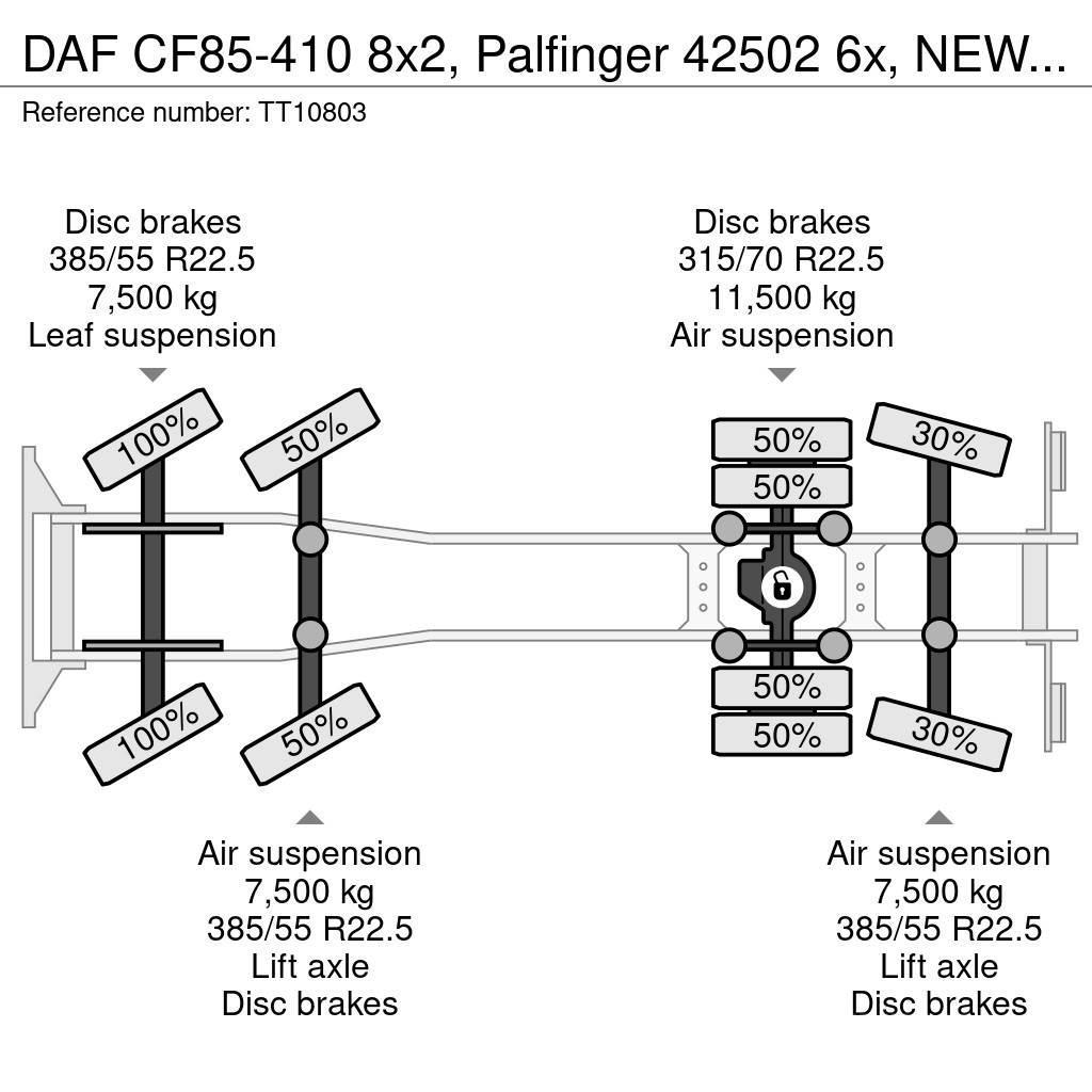 DAF CF85-410 8x2, Palfinger 42502 6x, NEW Engine Macara pentru orice teren