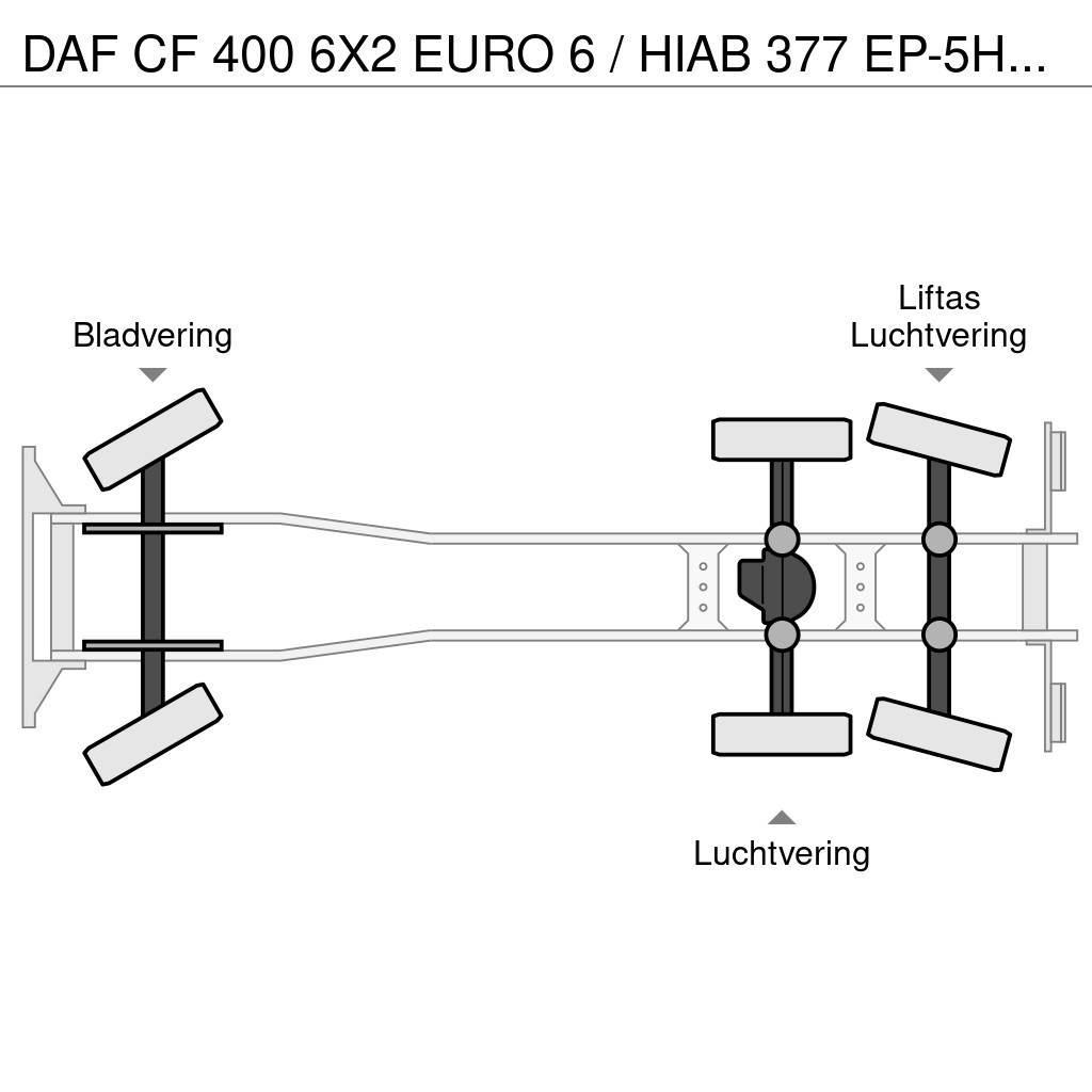 DAF CF 400 6X2 EURO 6 / HIAB 377 EP-5HIPRO / 37 T/M KR Camioane platforma/prelata