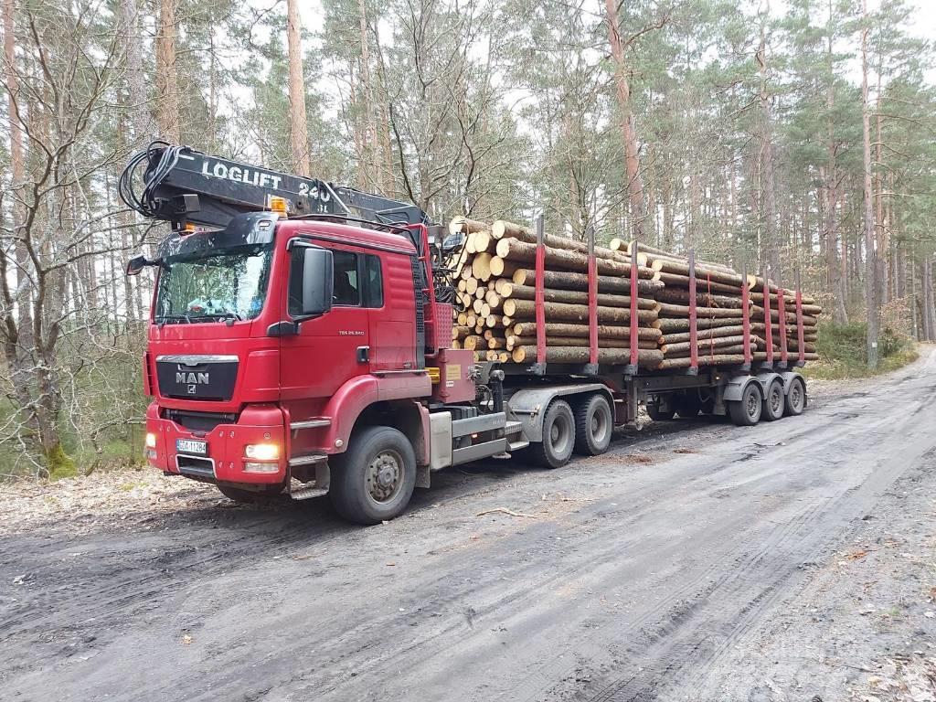 MAN TGS 26.540 6X6 z dźwigiem do przewozu drewna Camion pentru lemne