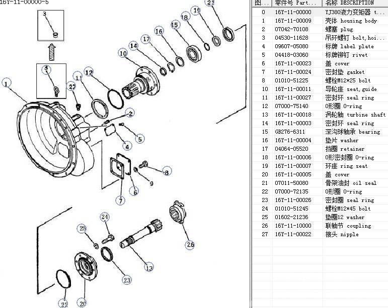 Shantui SD16 torque converter assy YJ380 16y-11-00000 Transmisie