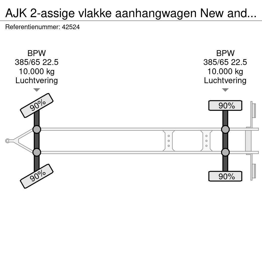 AJK 2-assige vlakke aanhangwagen New and Unused! Pick up/Prelata