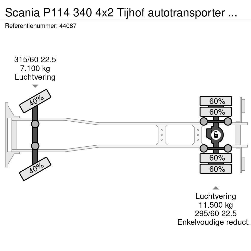 Scania P114 340 4x2 Tijhof autotransporter met hydraulisc Transportatoare vehicule