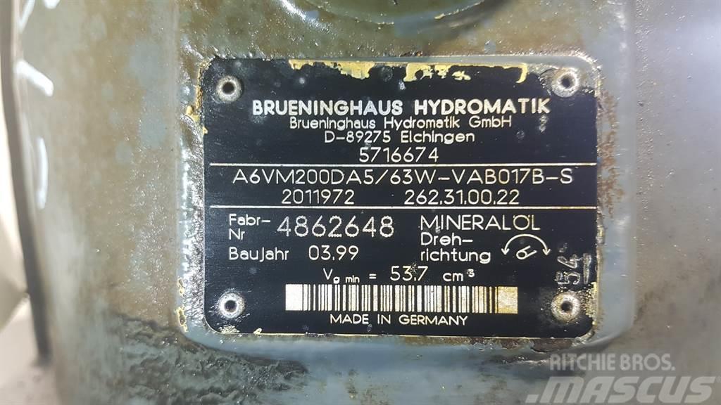 Brueninghaus Hydromatik A6VM200DA5/63W - Drive motor/Fahrmotor/Rijmotor Hidraulice