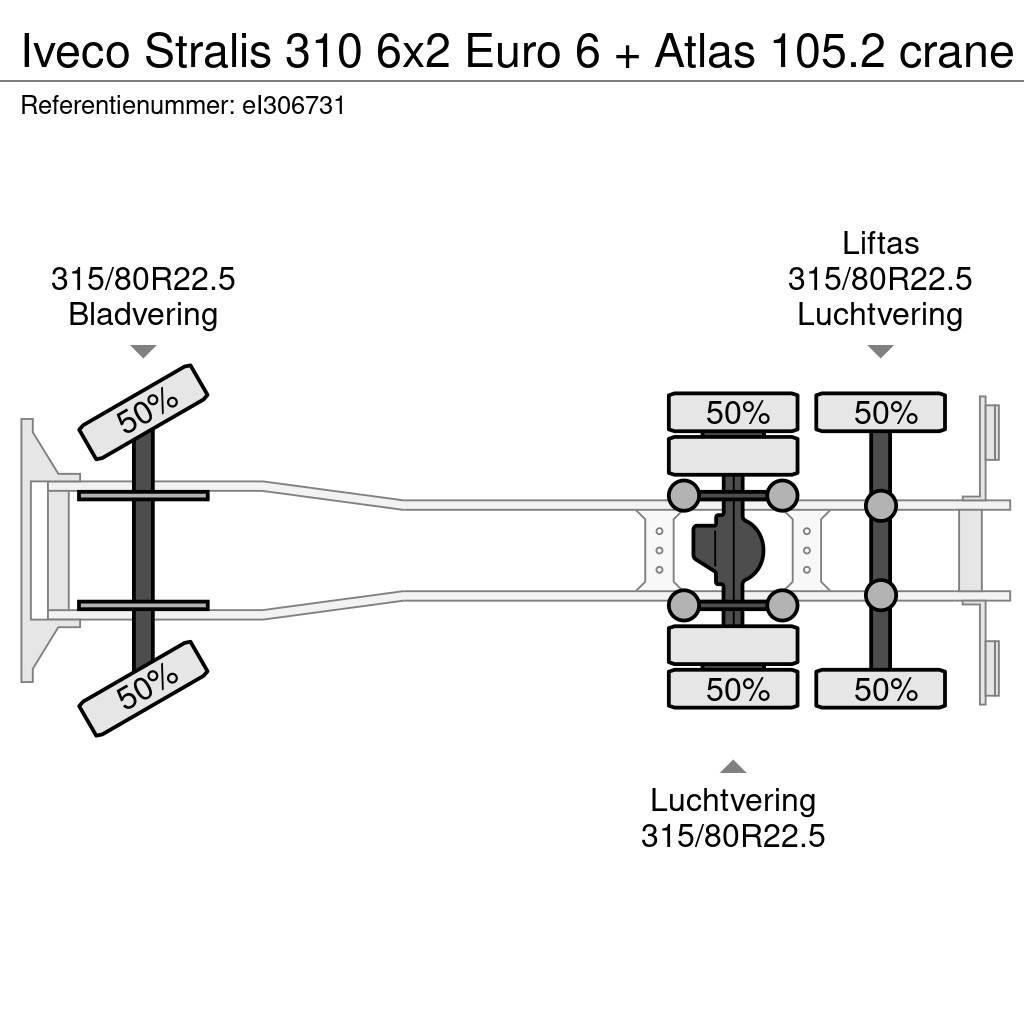 Iveco Stralis 310 6x2 Euro 6 + Atlas 105.2 crane Camioane platforma/prelata