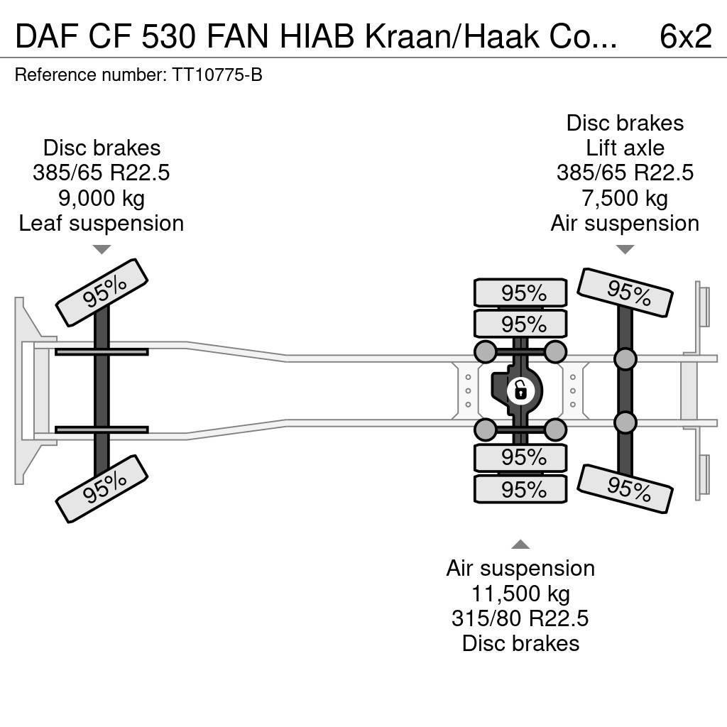 DAF CF 530 FAN HIAB Kraan/Haak Combikeuring 12-2030 Macara pentru orice teren
