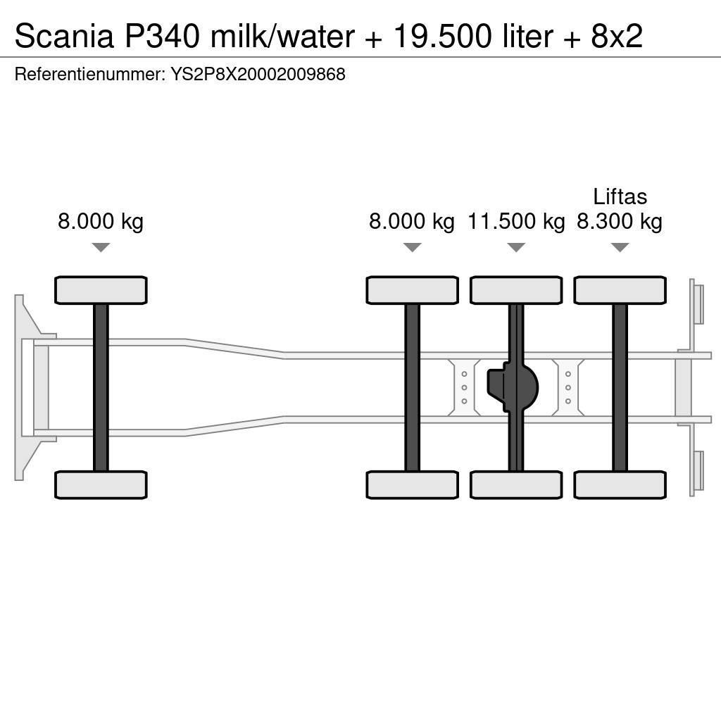 Scania P340 milk/water + 19.500 liter + 8x2 Cisterne