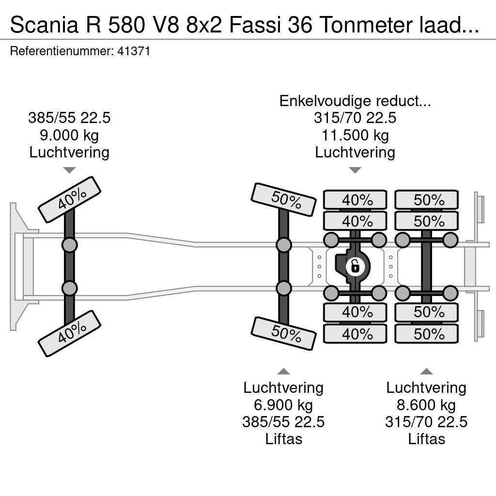 Scania R 580 V8 8x2 Fassi 36 Tonmeter laadkraan + Fly jib Macara pentru orice teren