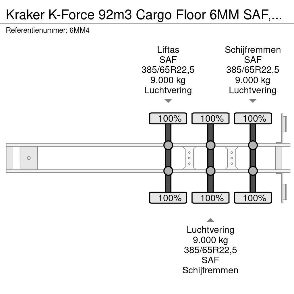 Kraker K-Force 92m3 Cargo Floor 6MM SAF, Liftachse, Remot Walking Floor semi-remorci