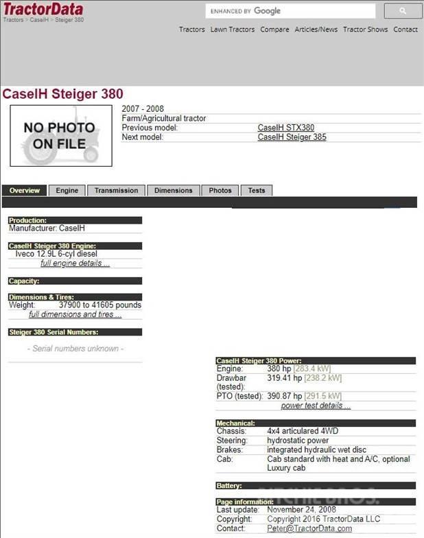 Case IH STEIGER 380 HD Tractoare
