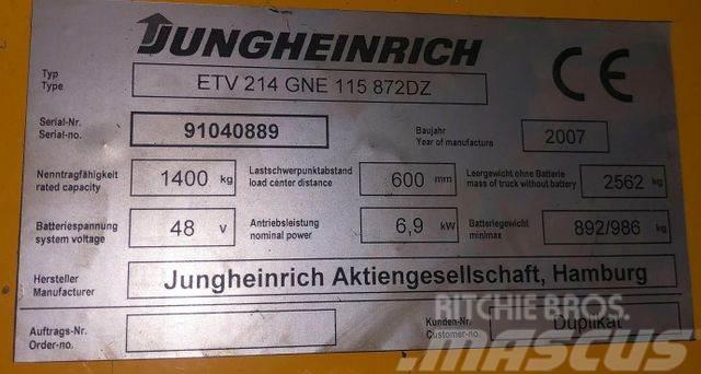 Jungheinrich ETV 214 - 8.42M HUB 3.995 STD. - BATTERIE70% Stivuitor cu catarg retractabil