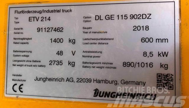 Jungheinrich ETV 214 - 9,02M HUB-KAMERA-WAAGE-4590 STD. Stivuitor cu catarg retractabil