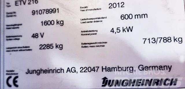 Jungheinrich ETV 216 - 6.2M HUB - BATTERIE 70%-NEUWERTIG Stivuitor cu catarg retractabil
