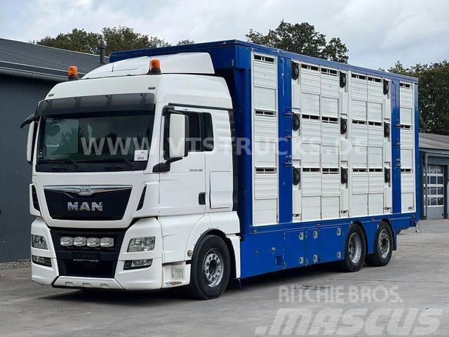 MAN TGX 26.480 6x2 3.Stock FINKL mit Hubdach,Tränke Camioane transport animale
