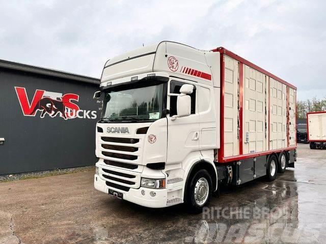 Scania R490 EU6 6x2 4.Stock Menke m. Hubdach &amp; Tränke Camioane transport animale