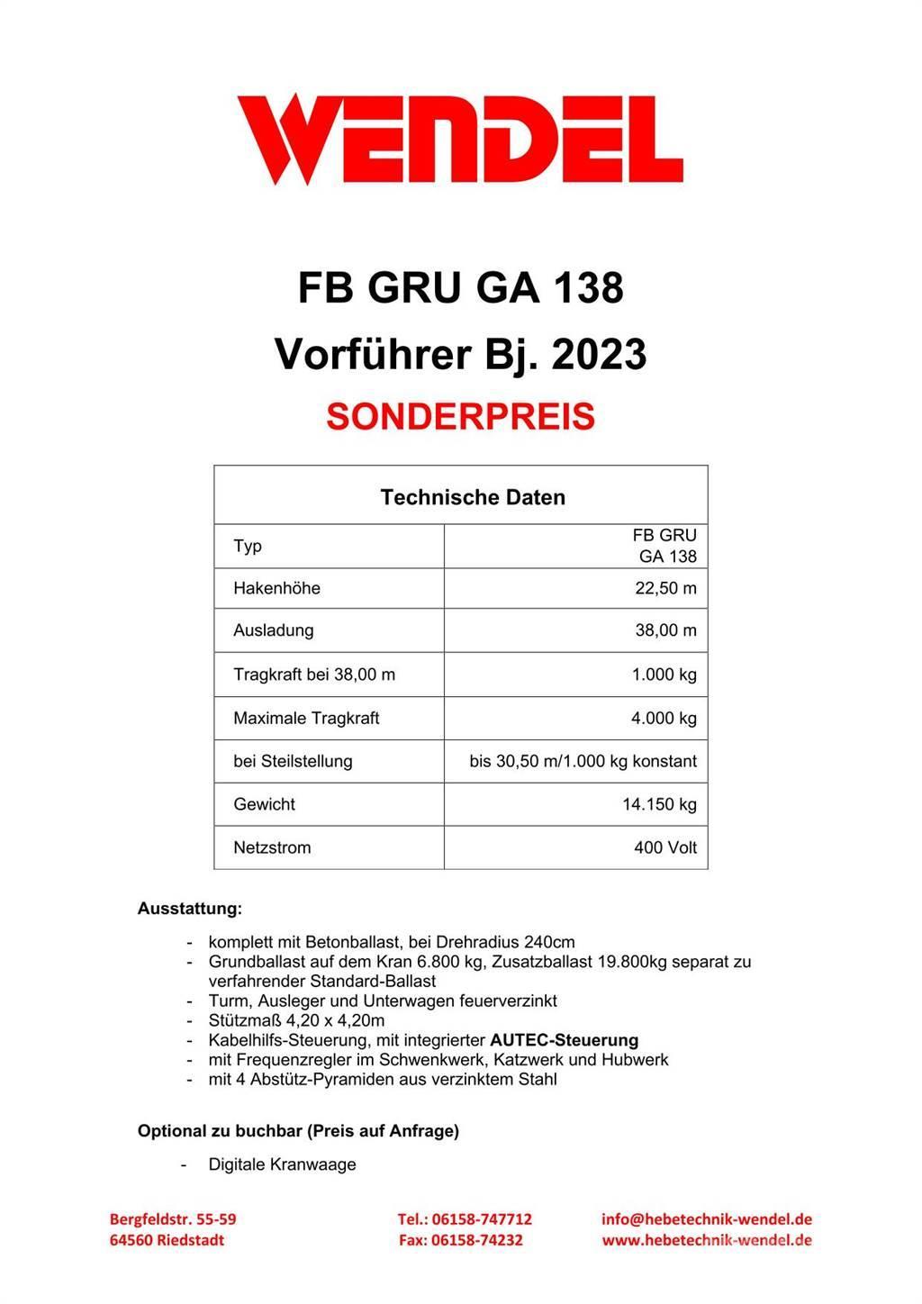 FB GRU Hochbaukran GA 138 Macarale turn