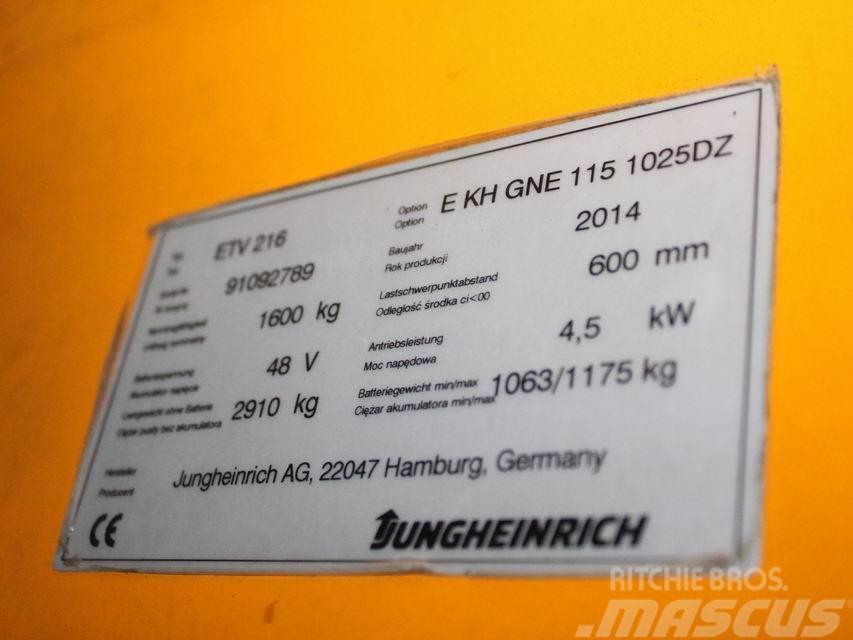 Jungheinrich ETV 216 E KH GNE 115 1025DZ Stivuitor cu catarg retractabil
