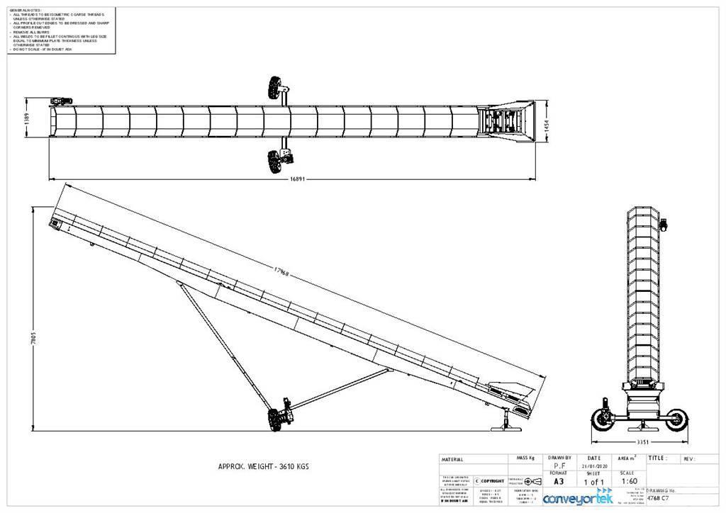  Conveyortek 60ft x 900mm Stockpiling Conveyor Transportoare